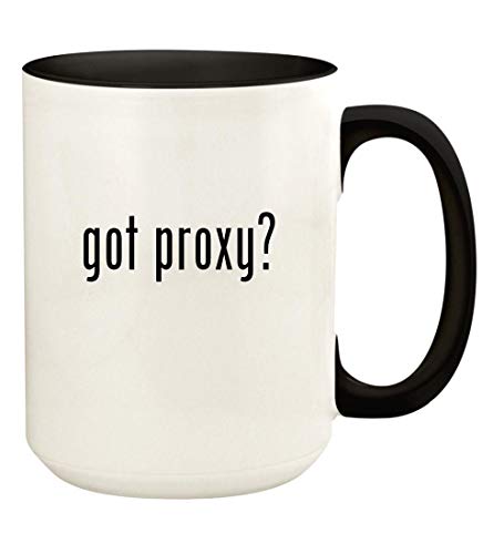 got proxy? - 15oz Ceramic Colored Handle and Inside Coffee Mug Cup, Black