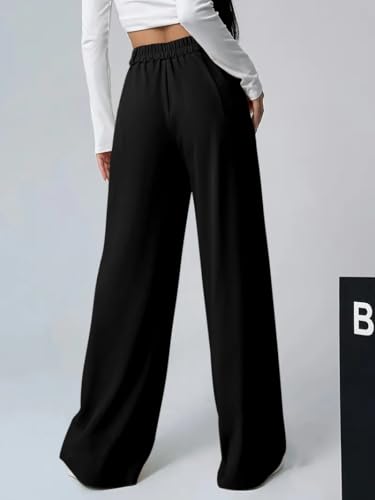 Image of GRECIILOOKS Trousers for Woman | Womens High Rise High Waist Flared Korean Style | Formal Pant for Women Office Wear| Track Pants for Womans Elegant for College & Events (Available in Plus Size)