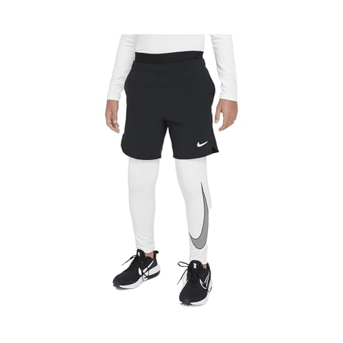 Nike Pro Warm Big Kids' (Boys') Dri-FIT Training Tights (HF4364-100, White/Black) Size X-Large