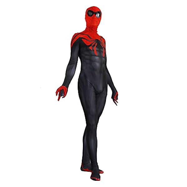 Tieners Jumpsuit Kostuum Volwassen Cosplay Avenger Superheld Romper Jongen Spel Anime Bodysuit Jongere Thema Turnpakje Verkleedkleding Film Onesies,Black-L Adult(165~170cm)