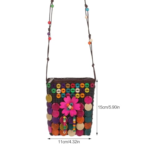 GALPADA Coconut Shell Woven Bag - Boho Crossbody Purse for Women Lightweight Ethnic Style Shoulder Bag Colorful Beaded Design Perfect for Summer and Travel4