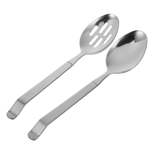 OFFSCH Set of 2 Heavy Duty Serving Spoons Slotted Edge for Restaurants Hotels and Homes