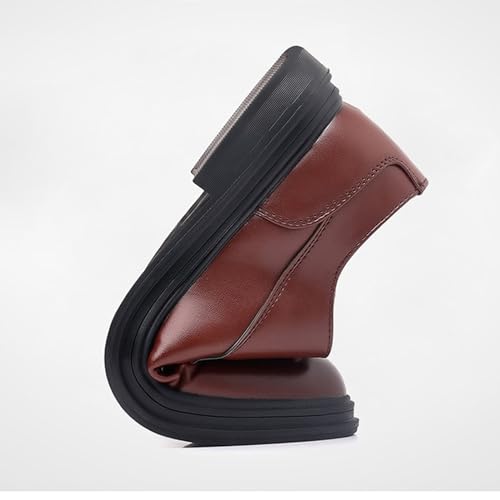 Men's Lace-Up Shoes, Soft Bottom Leather Shoes Business Casual Dess Shoes Low Top Large Size Office Work Comfortable Breathable Wedding Shoes, 43 EU,Brown4