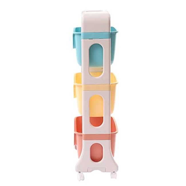 3 Tier Rolling Storage Cart,Mobile Plastic Storage Baskets,Multifunctional Storage Cart with Wheels for Living Room,Bedroom,Bathroom,Kitchen-8lISNGOv