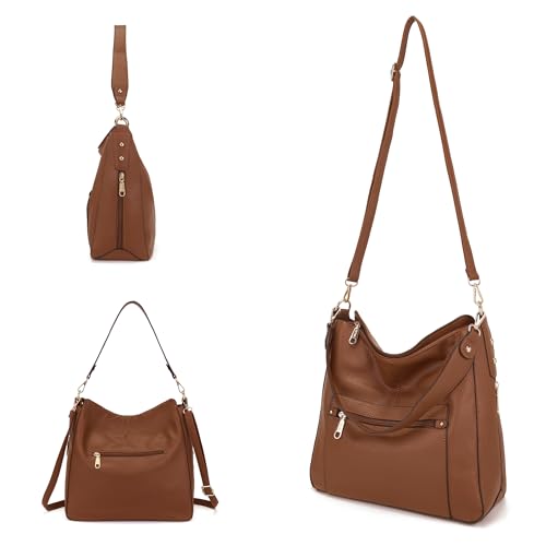 Image of Qiyuer 13 inch Women Spacious Soft PU Handbag Hobo Bag Purse Wallet Set 4pcs | Large, Dual-use Crossbody & Shoulder Bag, Multi-pocket, Divided Compartments, Fits Tablet, Versatile for Daily & Work