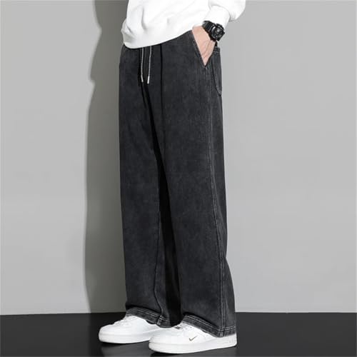 Men Wide Leg Black Washed Denim Jeans Trousers Neutral Street Hip Hop Loose Straight Pants3