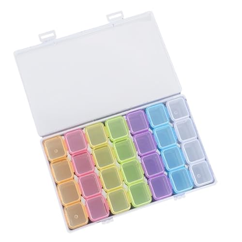 Image of Bead Organizer Box Small Bead Storage Containers 28 Grids bead case diamond painting storage Transparent Plastic Container Case For Organization Jewelry Beads Storage Box (Colorful)