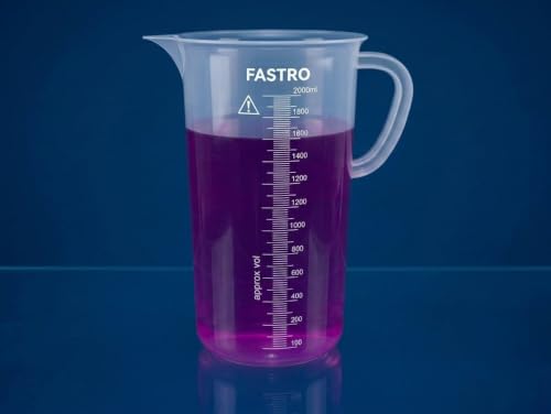 Image of Set of 6, 2000 ML Transparent Plastic Measuring Jugs with Handles & 50 ML, 100 ML,250 ML, 500 ML,1000 ML Beaker Cups for Kitchen & Laboratory Use, for Liquid & Solid Measurements - Combo