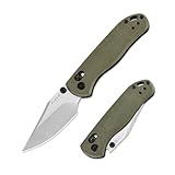 Kizer Drop Bear 2 Pocket Knife, 2.85' Nitro-V Clip Point Blade Folding Knife with Green Micarta Handle, Clutch Lock EDC Knives with Jimping on Spine for Men Women V3619.2KC1