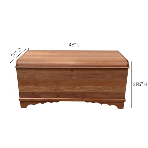 Image of Rustic Red Door Co. Cedar Hope Chest with Waterfall Top, Amish Made Wooden Storage Trunk Box for Bedroom, Blanket, Clothes, Anti-Slam Hinges and Lock, 46 inch, Walnut Wood, Natural Stain