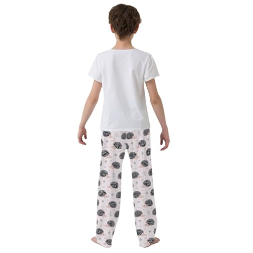 ZZXXB Sleeping Hedgehog Boys Long Pants Soft Trousers Elastic Waist Kids Lounge Bottoms with Pockets S-XL3