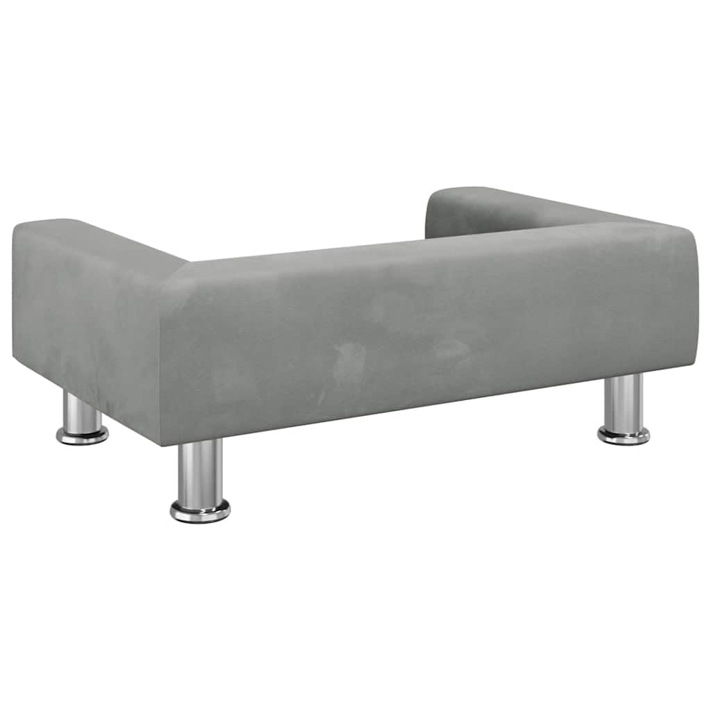 Sofa dziecięca jasnoszara 70 x 45 x 26,5 cm, aksamitna sofa do pokoju dziecięcego, mebel do siedzenia, wytrzymały, trwały, miękki materiał dla dzieci w wieku 3-6 lat