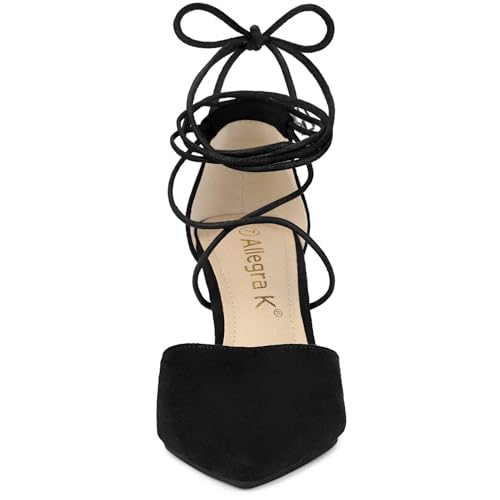 Allegra K Women's Pointed Toe Dress Pumps Lace Up Stiletto Heels Sandals3