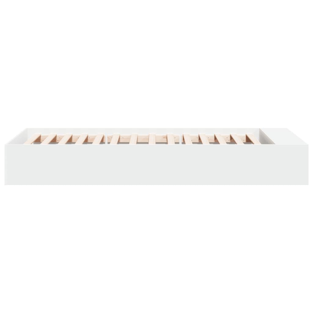 vidaXL Bettgestell, Bett mit Stauraum für Schlafzimmer, Bettrahmen mit Lattenrost, Schlafzimmerbett Einzelbett, Weiß 90x200cm Holzwerkstoff
