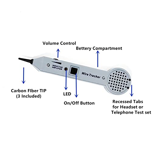 Tone Generator Kit, Wire Tracer Circuit Tester, 200EP High Accuracy Cable Toner Detector Finder Tester, Line Finder,Inductive Amplifier, Probe Kit with Adjustable Volume for Network Cable Collation