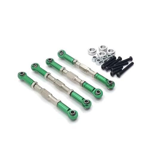 Rc Special Connecting Rod for WPL C14 C24 B14 B24 for MN D90 D91 D96 99S for HengLong for FeiYu for Jjrc 4pcs Metal Adjustable Tie Rod RC Car Parts Replacement(Green)