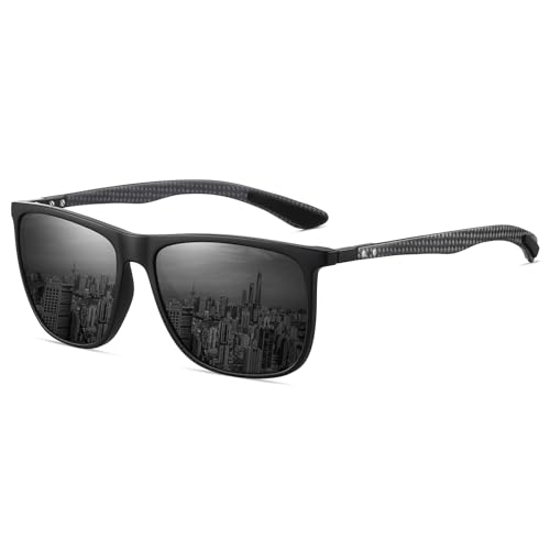 Image of HAOLOTA Polarized Sunglasses for Men Ultralight Carbon Fiber Temple,Square Sunglasses UV400 Protection for Driving /Golf