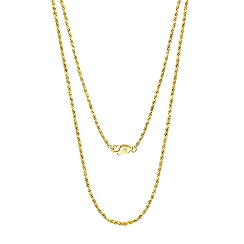 Collier en Argent Sterling anti-allergie chaîne de corde 1,5 mm solide pour femme