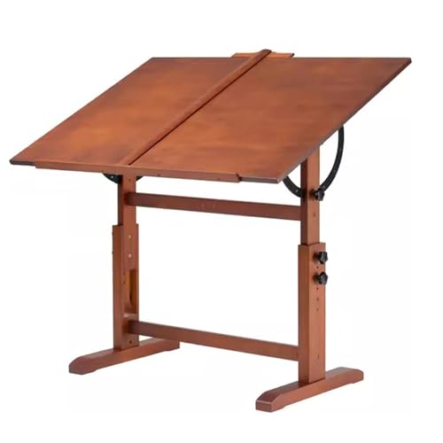 Mesa de dibujo de madera extra grande, escritorio plegable de 42 x 30 pulgadas, altura y ángulo ajustables, mesa inclinable con regla cuadrada en T, para pintura de estudio y arte