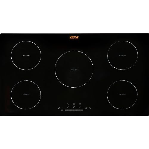 VEVOR Electric Cooktop, 5 Burners, 36'' Induction Stove Top, Built-in Magnetic Cooktop 9200W, 9...