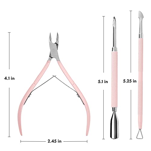 Makartt F0822 Cuticle Trimmer With Cuticle Pusher, 3 Pcs Pink Nail Cuticle Nipper Professional Pedicure Manicure Tools thumb #7
