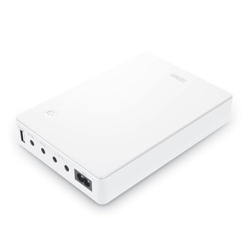Shanqiu SAI Mini UPS para WiFi, Router, Módem, Cámara de Vigilancia, Entrada AC Salida 5V USB 5V 9V 12V DC 3A (74Wh Blanco)