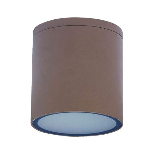 Vetrineinrete® Applique da soffitto a cilindro per esterno moderno lampada plafoniera con attacco GU10 per balcone terrazzo patio IP54 (Rosso Ruggine)