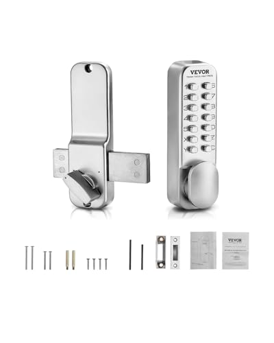 VEVOR Mechanical Keyless Entry Door Lock, 14 Key Door Lock, Mechanical Keypad with Adjustable Thumb Knob, Single-Side Zinc Alloy Waterproof Keyless Gate Lock, for Home Office