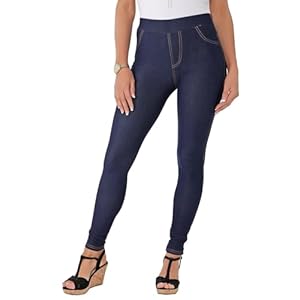 Women’s High Waist Denim Jean Look Jeggings Seamless Stretch Fit Slimming Pants Trousers Leggings
