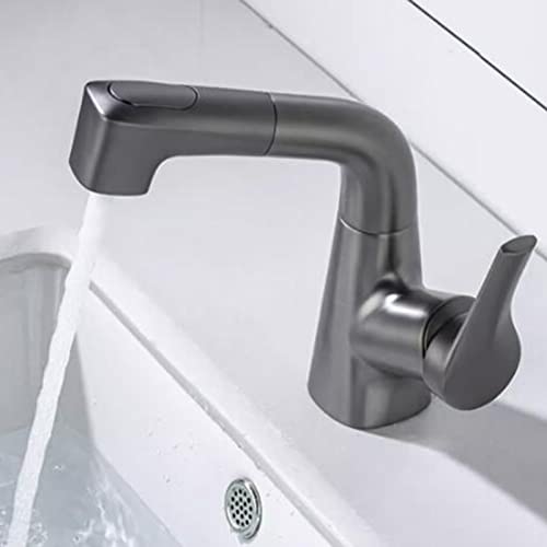 Robinet mélangeur lavabo douchette extractible laiton gris moderne