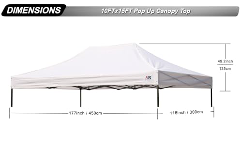 Image of ABCCANOPY Replacement Canopy Top for Pop Up Canopy Tent 10x15 White