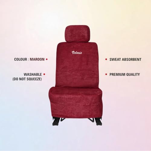 Image of Cotton Towel Readymade Towel Car Seat Cover for Maruti Swift Dzire 5-Seater (Maroon),Front and Rear Protection, 8 piece Set