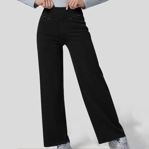 Jean femme taille haute été extensible pantalon large élastique