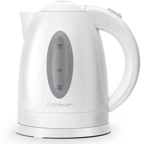 Aigostar Sea 30CDW – Hervidor de agua de 1,7 litros de capacidad, potencia de 2200 watios, libre de BPA, apagado automático y sistema de protección contra la ebullición en seco. Diseño exclusivo.