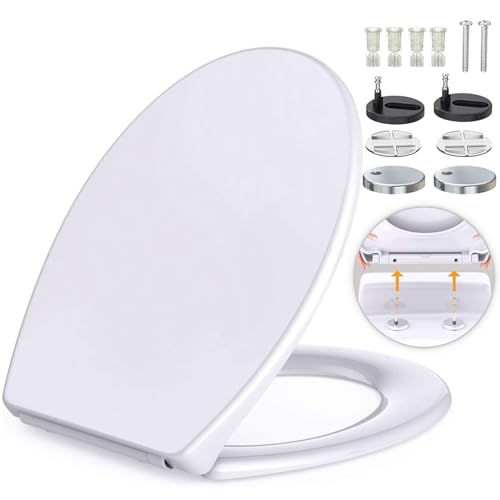 Tapa WC Universal, Asiento de Inodoro, Cierre Suave y Lenta Tapa WC, Tapa para Inodoros Fácil Limpieza, Sencilla Instalación Tapas de Water, Tapadera WC Universal Blanco