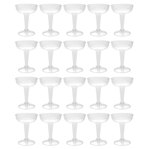 20 Disposable Martini Champagne Glasses Wine Cup Plastic Party Flute Clear 4.5oz Shatterproof with Stems Reusable Plastic Wine Glasses for Parties Weddings Recyclable Elegant Party Wedding Christmas