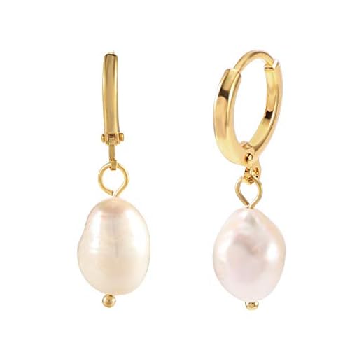 Huggie Hoop Earrings with Charms Pearl Dangle Earrings 13 mm