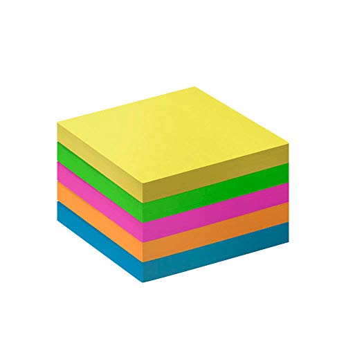 Bloco Adesivo Cubo 50x50mm 5 Cores Neon Keep Ei014