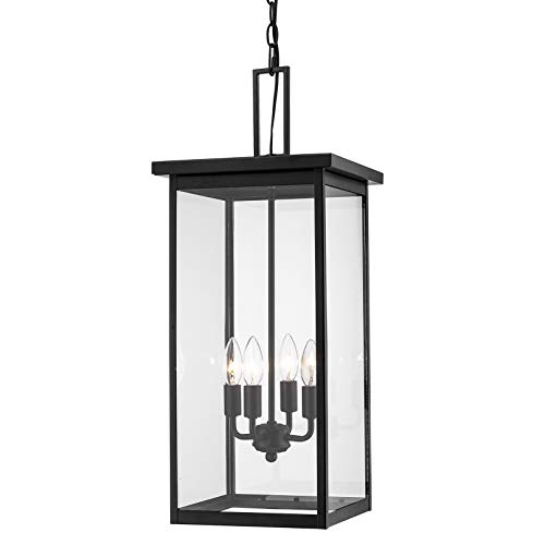 Millennium 2605-PBK Transitional Four Light Outdoor Hanging Lantern from Barkeley Collection Finish, Powder Coat Black