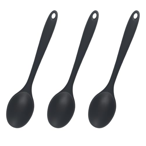 3 Pièces Ustensiles de Cuisine Silicone,Cuillère en Service à Cuillères Grande Mélanger Antiadhésives Cuisson Résistantes Manche,pour Chef Cooking Utilisé Spoon Ergonomique Résistante Température