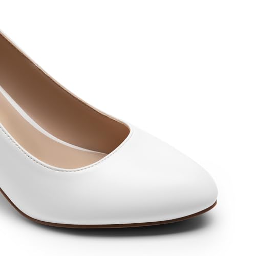 Escarpins à talons carrés et bout arrondi confortables à enfiler