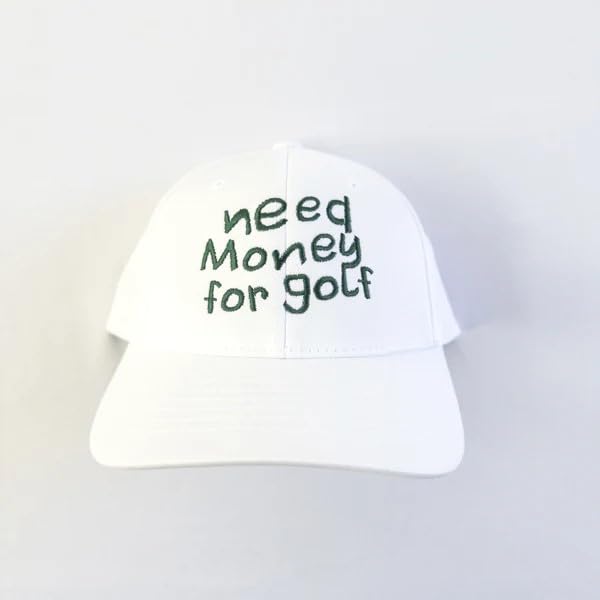 Buffbo Need Money for Golf Youth Snapback Hat, White Adjustable Performance Hat for Little Golfers, Structured 6-Panel Mid-Profile with Embroidery, Moisture-Wicking Polyester Fabric & UV Protection3
