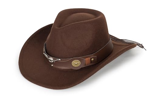 Kids Western Hats Boys Girls Cowboy Felt Fedora with Belt Buckle 3-7T