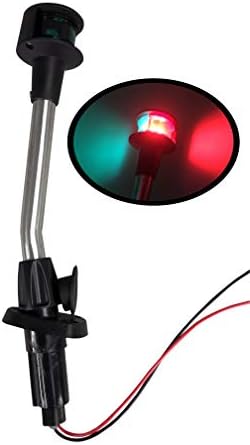 Pactrade Marine Navigation Red Green Angled Pole Bow Light and 2-Prong Pole Base