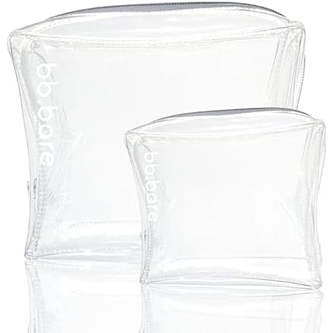 brush bubble Clear Makeup Bag, Small & Large transparent toiletry bag for travel items and beauty accessories. Includes Set of Silicone Leak-Proof Bottles. Cover