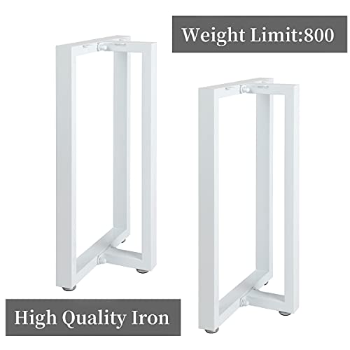 Image of HOMEKAYT Metal T-Shape Table Legs, 28 inchH x 17.7 inchW, White (2Pcs) - Heavy Duty, Modern Design, Suitable for Dining, Computer, Office Tables, TV Stands, Patio Tables
