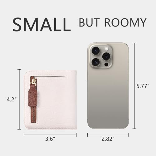 Image of Gostwo Small Wallet for Women, Slim Bifold Credit Card Holder, Compact RFID Blocking Cash Wallet, Billfolds Thin Leather Zipper Pocket, Mini Wallet Gift for Ladies Teen Girls Travel with ID Window