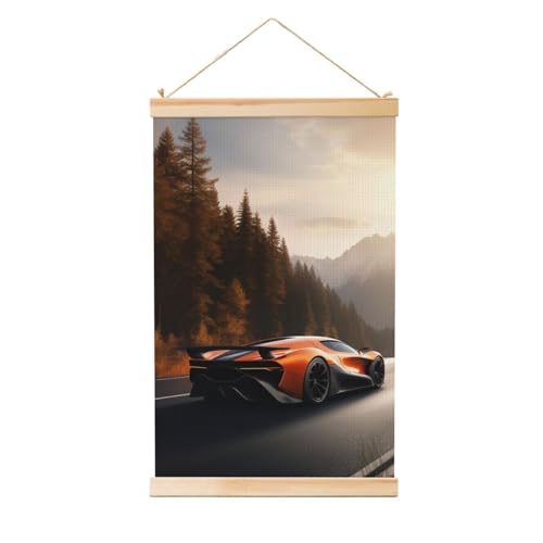 Poster mural voiture de sport cadre en bois pour habiller un grand mur vide 91,4x61 cm