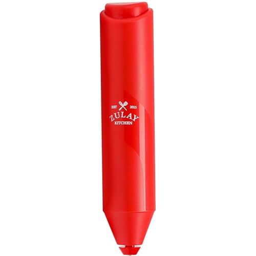 Image of Zulay Kitchen Milk Frother Handheld Battery Operated - Electric Drink Mixer for Coffee, Lattes, Cappuccinos, Matcha & Hot Chocolate - Portable Foam Maker & Coffee Bar Accessory - Apple Red