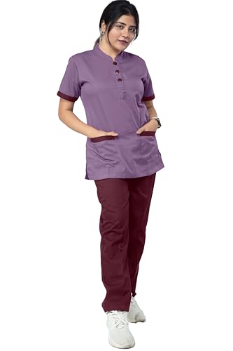 Image of UNIFORM CRAFT Women's Polyester and Cotton Twill Support Staff Uniform, Lavendar & Wine (3XL)